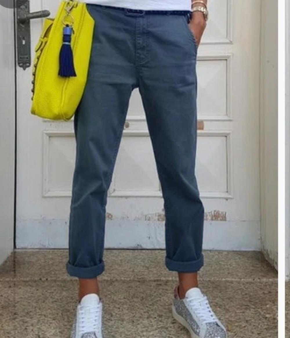 MissLook Casual Pull-up Pants in Blue Gray Size S
